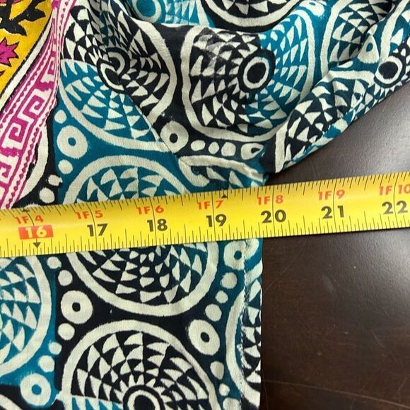 Tolani Multicolor Katarina Silk Printed Hooded Tunic V Neck Women’s Small - Picture 11 of 13